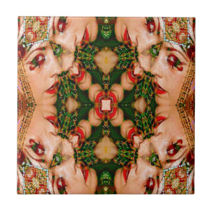 Red Lips Mandala Fliese