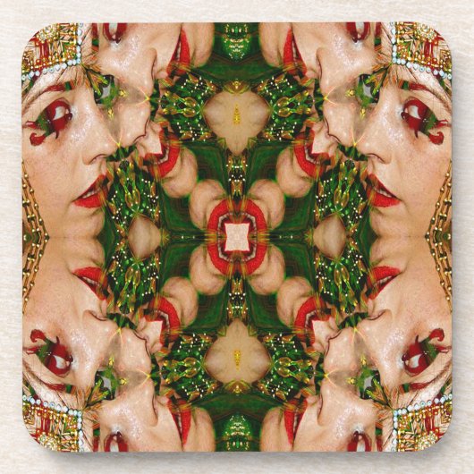 Red Lips Mandala Getränkeuntersetzer (Vorderseite)