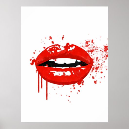 Red lips Mode Glamour Moderne Illustration Poster (Vorne)