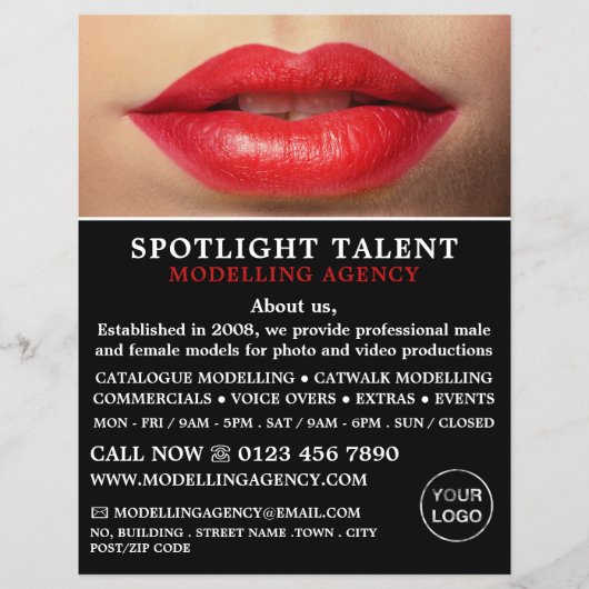 Red Lips, Modellierungsagentur, Model Agent Advert Flyer (Vorne)