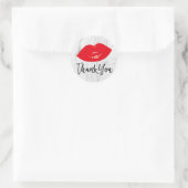 Red Lips Modern White Marble Vielen Dank Runder Aufkleber (Tasche)