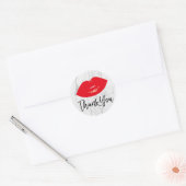 Red Lips Modern White Marble Vielen Dank Runder Aufkleber (Umschlag)