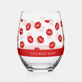 Red Lips Muster Custom Business Name Lady Weinglas Ohne Stiel