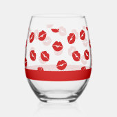 Red Lips Muster Custom Business Name Lady Weinglas Ohne Stiel (Rückseite)