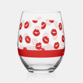 Red Lips Muster Custom Business Name Lady Weinglas Ohne Stiel (Rechts)