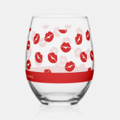 Red Lips Muster Custom Business Name Lady Weinglas Ohne Stiel (Links)