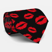 Red Lips Muster Modernes Schwarzes Krawatte (Gerollt)