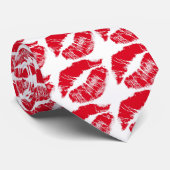 Red Lips on white Krawatte (Gerollt)