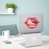 Red Lips Open Mouth Thunder_Cove Aufkleber (Laptop auf Schreibtisch)