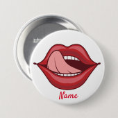 Red Lips Open Mouth Thunder_Cove Button (Vorne & Hinten)