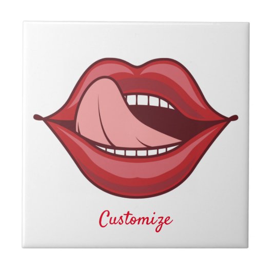 Red Lips Open Mouth Thunder_Cove Fliese (Vorderseite)