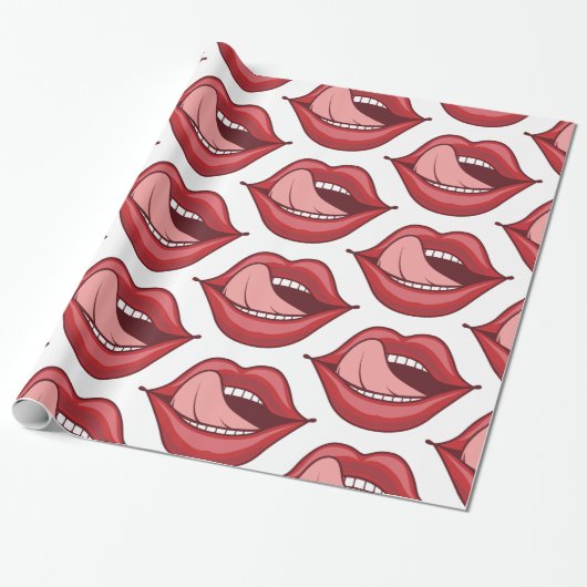 Red Lips Open Mouth Thunder_Cove Geschenkpapier (Ungerollt)