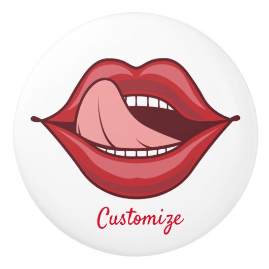 Red Lips Open Mouth Thunder_Cove Keramikknauf (Vorderseite)