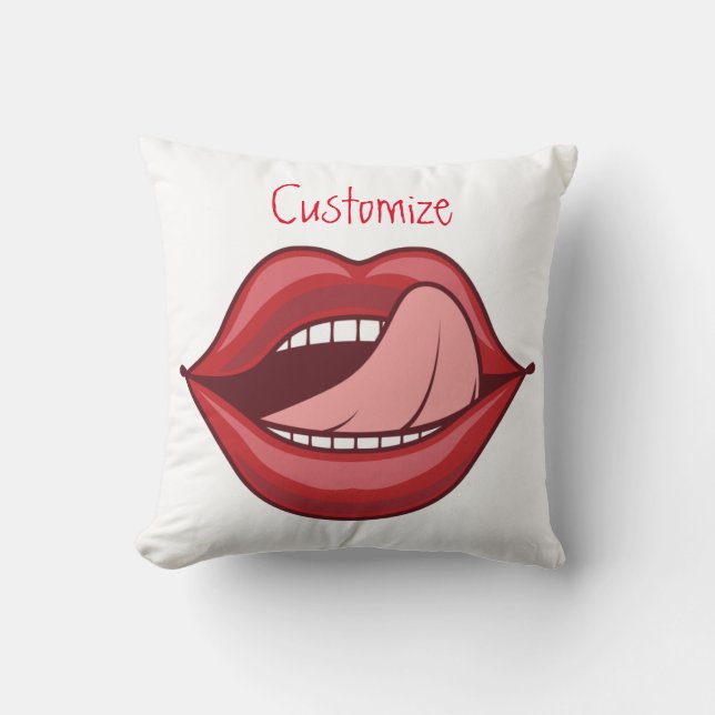 Red Lips Open Mouth Thunder_Cove  Kissen (Vorderseite)