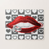 Red Lips Puzzle Ring - Herzen (Horizontal)