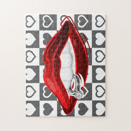 Red Lips Puzzle Ring - Herzen (Vertikal)
