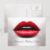 Red Lips Retro Beauty Stilvoll Makeup Salon Postkarte (Vorne/Hinten)