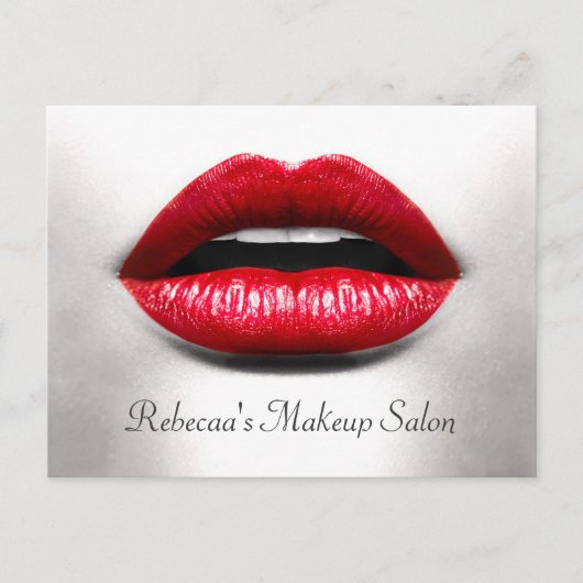 Red Lips Retro Beauty Stilvoll Makeup Salon Postkarte (Vorderseite)