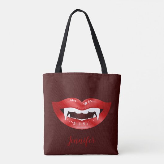 Red Lips Vampire Mund Illustriert und Individuelle Tasche (Rückseite)