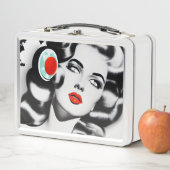 Red Lipstick B&W Vintag Lady Metall Brotdose (Beispiel)