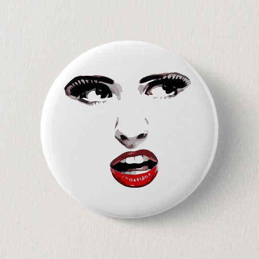 Red Lipstick Dark Mit Augen Frauenschminke Schönhe Button (Vorderseite)