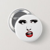 Red Lipstick Dark Mit Augen Frauenschminke Schönhe Button (Vorne & Hinten)