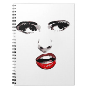 Red Lipstick Dark Mit Augen Frauenschminke Schönhe Notizblock