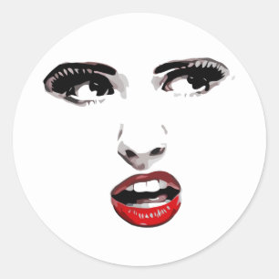 Red Lipstick Dark Mit Augen Frauenschminke Schönhe Runder Aufkleber