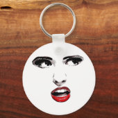 Red Lipstick Dark Mit Augen Frauenschminke Schönhe Schlüsselanhänger (Vorderseite)