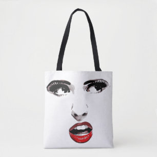 Red Lipstick Dark Mit Augen Frauenschminke Schönhe Tasche