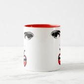 Red Lipstick Dark Mit Augen Frauenschminke Schönhe Zweifarbige Tasse (Mittel)