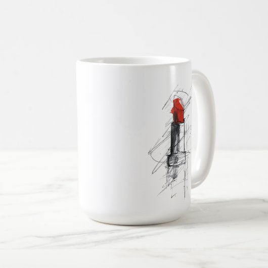Red Lipstick Illustration - Minimalistisches Makeu Kaffeetasse (VorderseiteRechts)