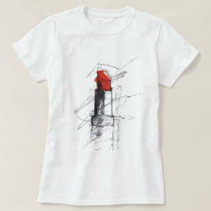 Red Lipstick Illustration - Minimalistisches Makeu T-Shirt