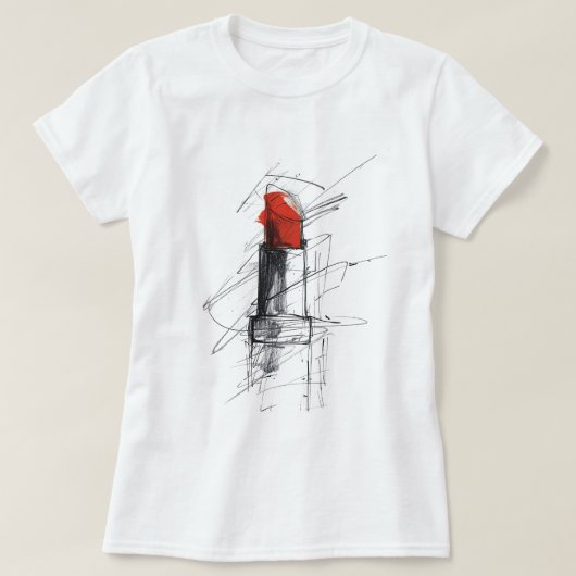 Red Lipstick Illustration - Minimalistisches Makeu T-Shirt (Design vorne)