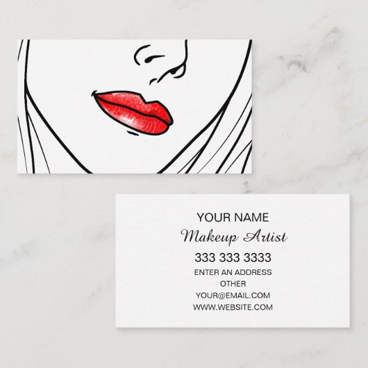 Red Lipstick Illustration Visitenkarte (Vorne/Hinten)