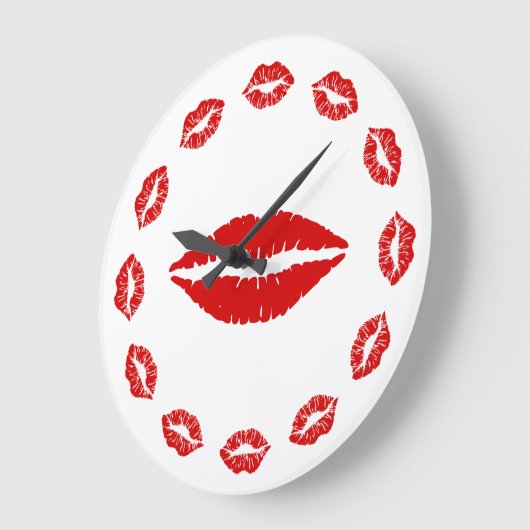 Red Lipstick Kiss Clock Große Wanduhr (Winkel)
