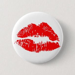 Red Lipstick Kiss Mark Button