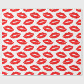 Red Lipstick Kiss Muster Valentine Wrapping Paper Geschenkpapier (Flach)