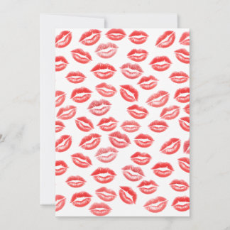 Red Lipstick Kiss Pattern Valentine’s Day Card Feiertagskarte