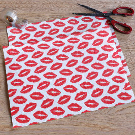 Red Lipstick Kiss Patternpapier Seidenpapier