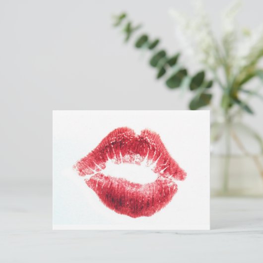 Red Lipstick Kiss Postkarte (Stehend Vorderseite)