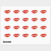 Red Lipstick Kiss Print Valentine's Day Liebe Runder Aufkleber (Blatt)