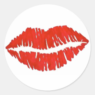 Red Lipstick Kiss Print Valentine's Day Liebe Runder Aufkleber