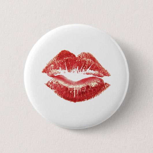 Red Lipstick Kiss Romantic St Valentinstag Gift Button (Vorderseite)