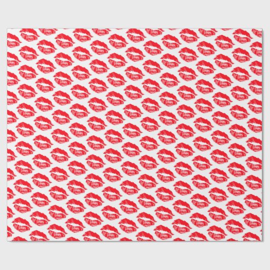 Red Lipstick Kisses Geschenkpapier (Flach)