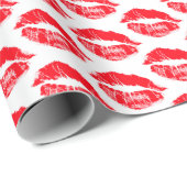 Red Lipstick Kisses Geschenkpapier (Rolleneckpunkt)
