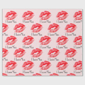 Red Lipstick Kisses I Liebe You Geschenkpapier (Flach)
