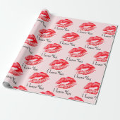 Red Lipstick Kisses I Liebe You Geschenkpapier (Ungerollt)