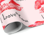 Red Lipstick Kisses I Liebe You Geschenkpapier (Rolleneckpunkt)
