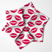 Red Lipstick Kisses Pattern Stoff